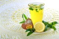 Fresh cold lemonade with mint leaves and cookies Royalty Free Stock Photo