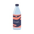 Fresh cold summer drink in glass bottle. Cooling refreshing lemonade. Juice refreshment, soda beverage. Abstract sweet