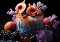 Fresh Color Juices Smoothie from Tropical Fruits on glass with Dark Background. AI Generative Royalty Free Stock Photo