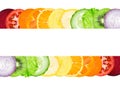 Fresh color slices of fruit and vegetable