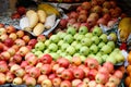 Colorful and bright apples in the open-air market