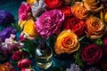 fresh colorful celebrate flowers generative ai