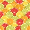 Fresh colorful citrus fruits seamless pattern