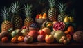 Fresh and colorful fruit collection on wooden table for healthy eating generated by AI Royalty Free Stock Photo
