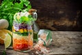 Fresh colorful salad in the jar Royalty Free Stock Photo