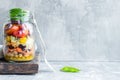 Fresh colorful salad in the jar Royalty Free Stock Photo