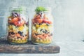 Fresh colorful salad in the jar Royalty Free Stock Photo