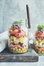Fresh colorful salad in the jar Royalty Free Stock Photo