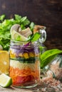 Fresh colorful salad in the jar Royalty Free Stock Photo