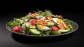 fresh and colorful salad with tomatoes, cucumber, lettuce, and hard-boiled eggs