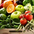 Fresh colorful vegetables and fruits Royalty Free Stock Photo