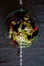 Fresh colorful yellow green cauliflower broccoli salad with goat cheese Royalty Free Stock Photo