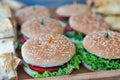 Fresh cooked burgers closeup