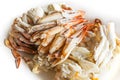 Fresh cooked crab meat seafood white isolated background