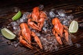 Fresh cooked crayfish with lime