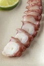 Fresh cooked octopus tentacle in slices