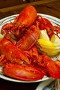 Fresh cooked red lobster on a serving platter Royalty Free Stock Photo