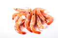 Fresh cooked shrimp isolated on white background. Seafood Royalty Free Stock Photo