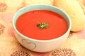 A fresh soup of tomatoes with herbs