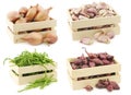 Fresh cooking vegetables in a small wooden box Royalty Free Stock Photo