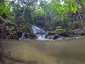 Fresh and cool atmosphere at Mae Kampong Waterfall in Ban Mae Kampong,Mae On sub-district,Chiangmai,northern Thailand. Royalty Free Stock Photo