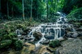 Fresh and cool atmosphere at Mae Kampong Waterfall in Ban Mae Kampong,Mae On sub-district,Chiangmai,northern Thailand. Royalty Free Stock Photo