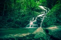 Fresh and cool atmosphere at Mae Kampong Waterfall in Ban Mae Kampong,Mae On sub-district,Chiangmai,northern Thailand. Royalty Free Stock Photo