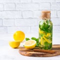 Fresh cool lemon lime mint infused water detox drink Royalty Free Stock Photo