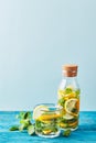 Fresh cool lemon-mint water, cocktail, detox drink Royalty Free Stock Photo