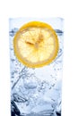 Fresh cool water with ice and lemon Royalty Free Stock Photo