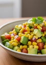 Fresh Corn Avocado Salad in a Bowl Royalty Free Stock Photo