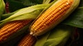 Fresh corn on cobs. Harvesting, autumn