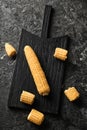 Fresh corn cobs on wooden board Royalty Free Stock Photo