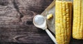 Fresh corn. Natural food from corn cob with salt. Rural Mexican Royalty Free Stock Photo