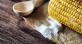 Fresh corn. Natural food from corn cob with salt. Rural Mexican Royalty Free Stock Photo