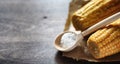 Fresh corn. Natural food from corn cob with salt. Rural Mexican Royalty Free Stock Photo