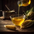 Fresh Corn Oil in a Glass Bowl