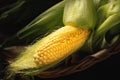 Fresh corn on rustic wooden table, closeup top view Royalty Free Stock Photo