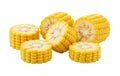 Fresh corn segments isolated on white background Royalty Free Stock Photo