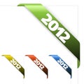 Fresh corner ribbon on a white paper with 2012 Royalty Free Stock Photo