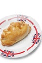 Fresh Cornish pastry in plate over white background Royalty Free Stock Photo