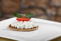 Fresh cottage cheese canape Royalty Free Stock Photo