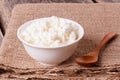 Fresh cottage cheese closeup