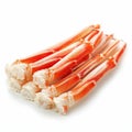 Fresh crab legs isolated on white, vibrant red shell with white meat, smooth texture, suitable for culinary themes. Royalty Free Stock Photo