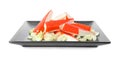 Fresh crab sticks with celery on white background Royalty Free Stock Photo