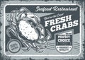 Fresh crabs vintage flyer monochrome