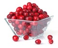 Fresh Cranberries In Square Glass Bowl