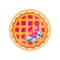Fresh cranberry pie on a plate vector Illustration on a white background