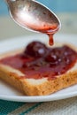 Morning toast with strawbery jam
