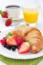 Fresh croissant with berries Royalty Free Stock Photo
